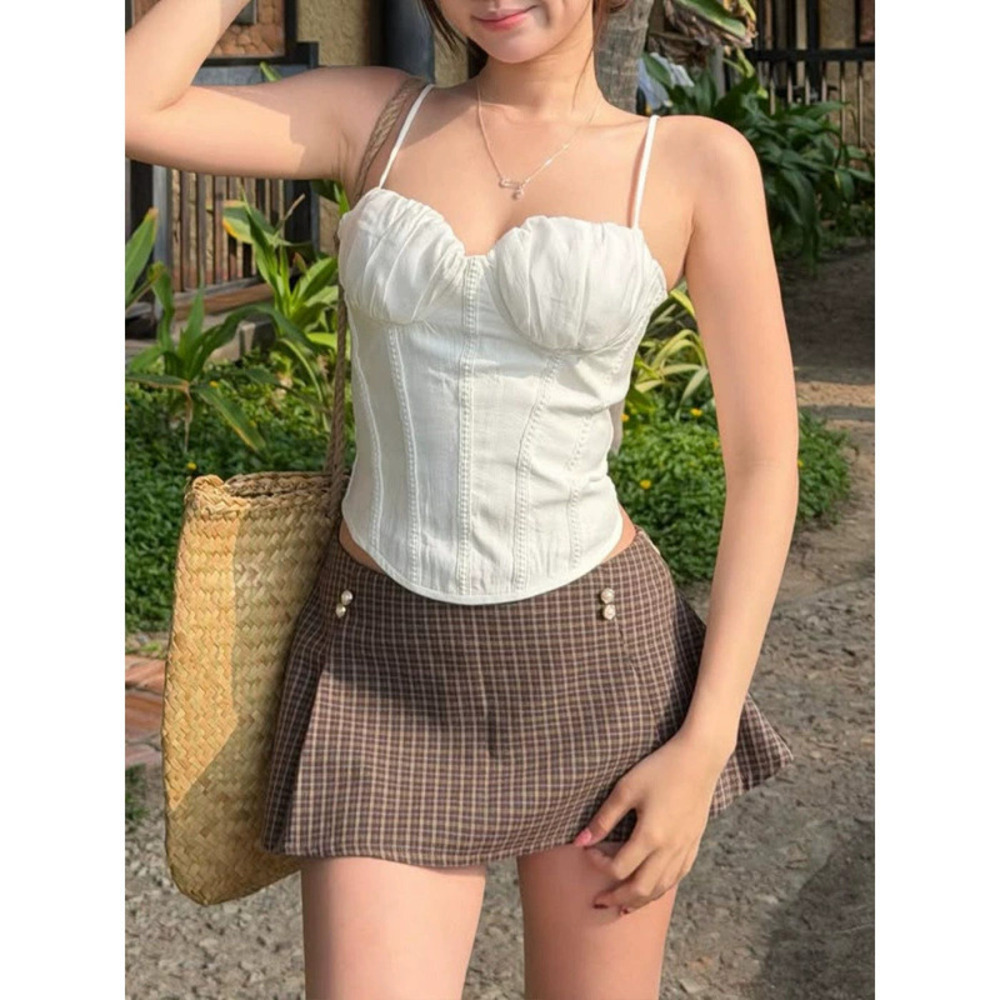 Zara Summer Y2K Preppy High Waist Plaid Pleated Mini Skirt